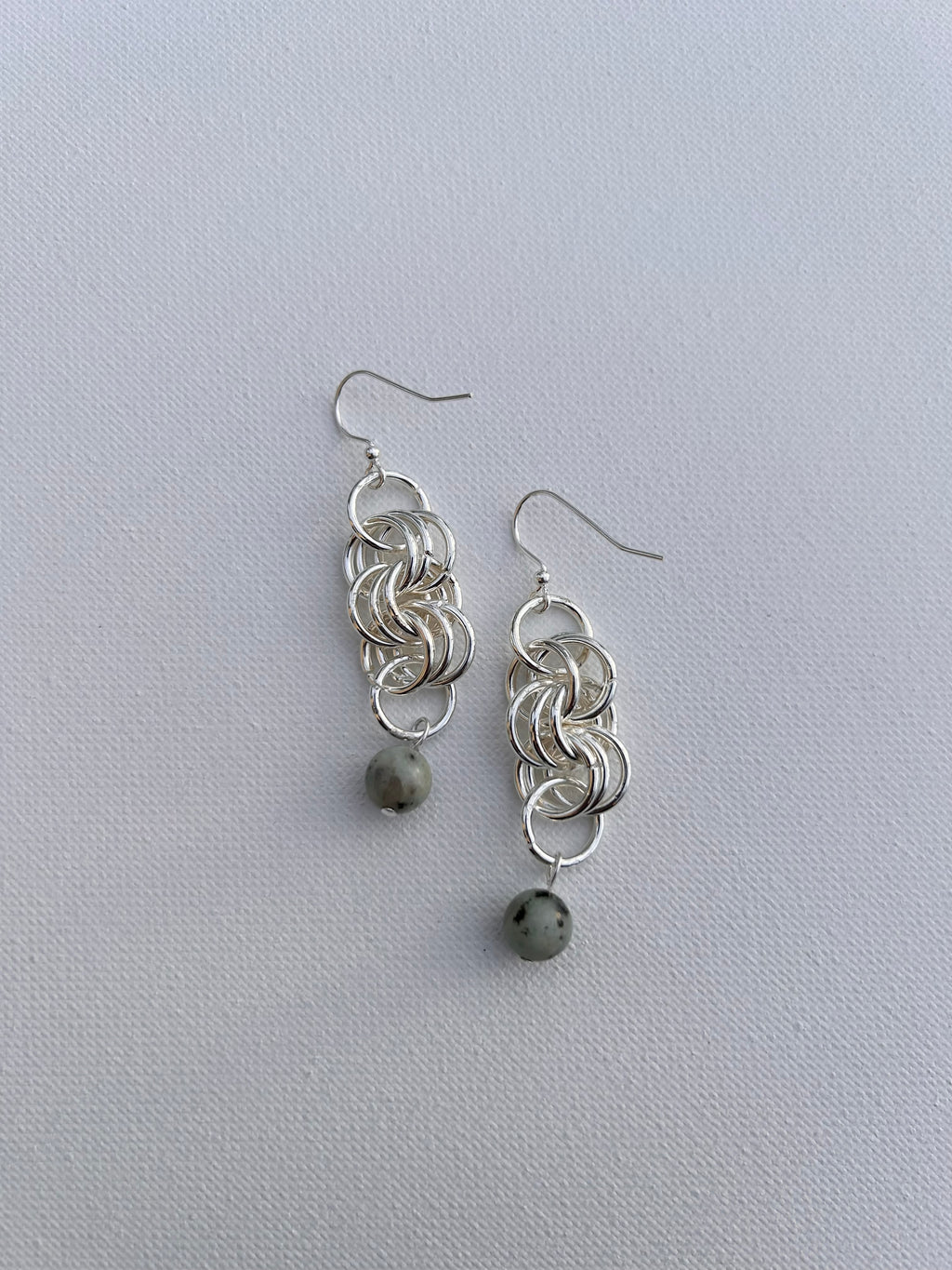 Beaded Chainmail Dangle Earrings