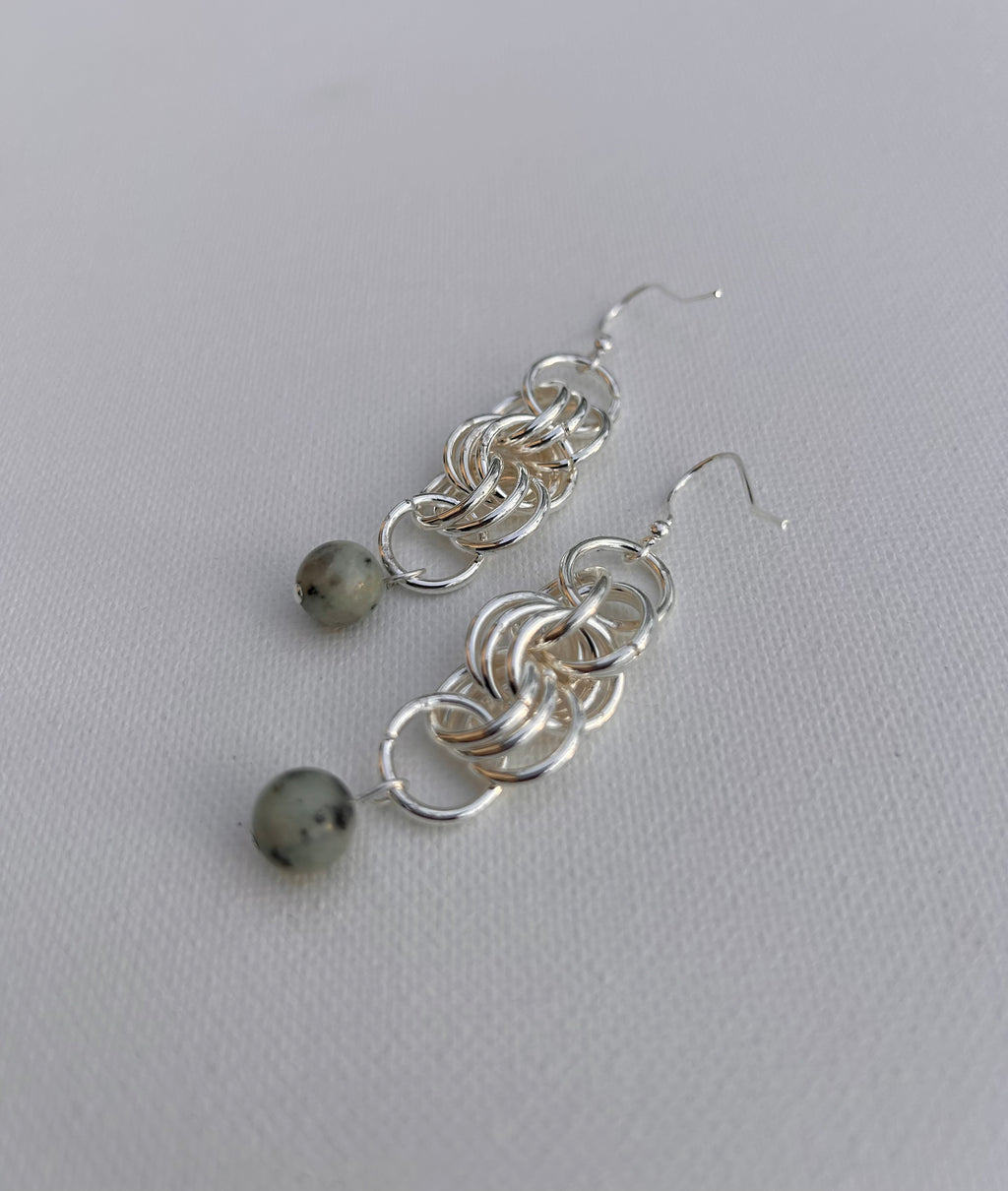 Beaded Chainmail Dangle Earrings