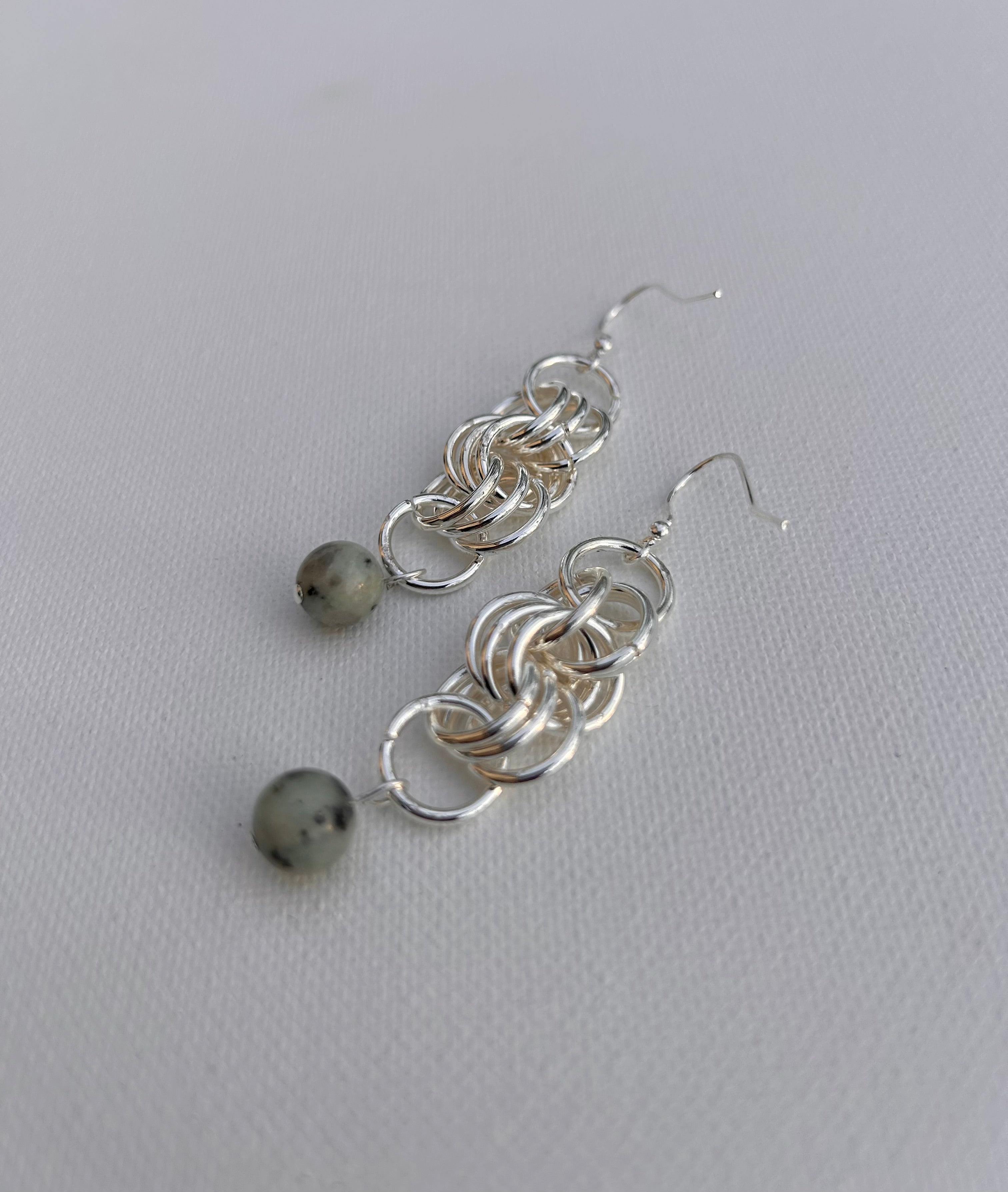 Beaded Chainmail Dangle Earrings