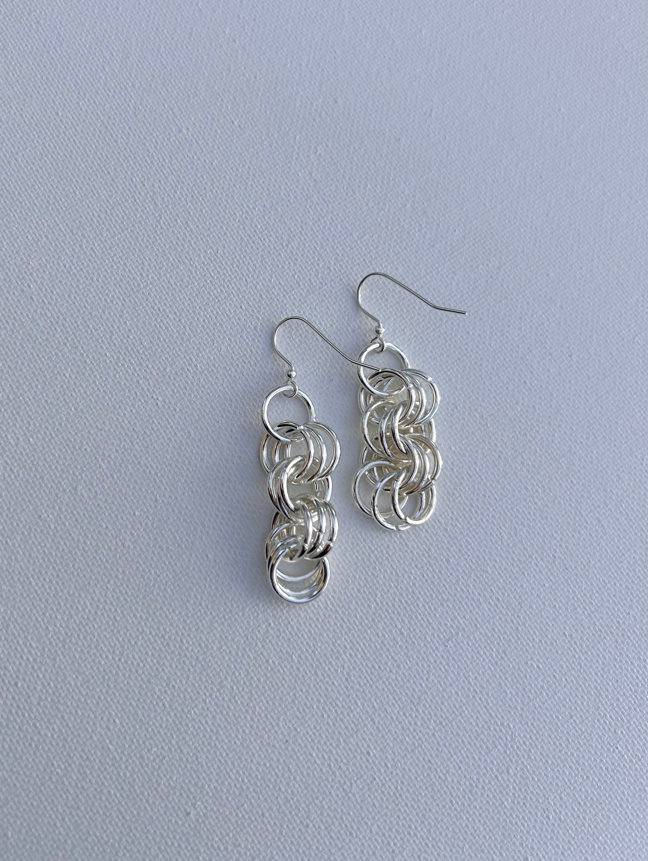 Silver Chainmail Dangle Earrings