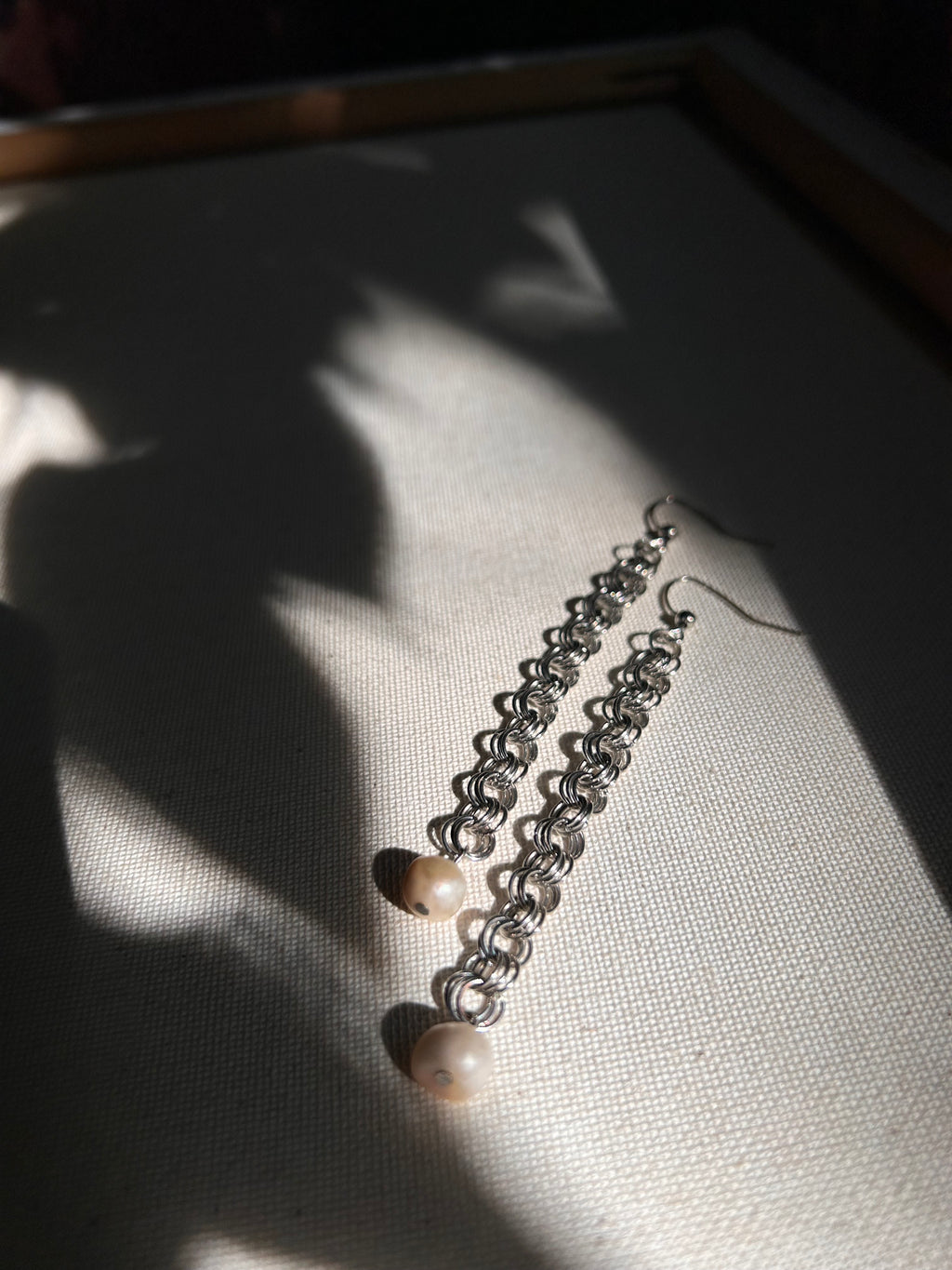 Pearl + Steel Chainmail Earrings