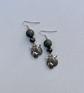 Silver & Green Tiger Dangle Earrings