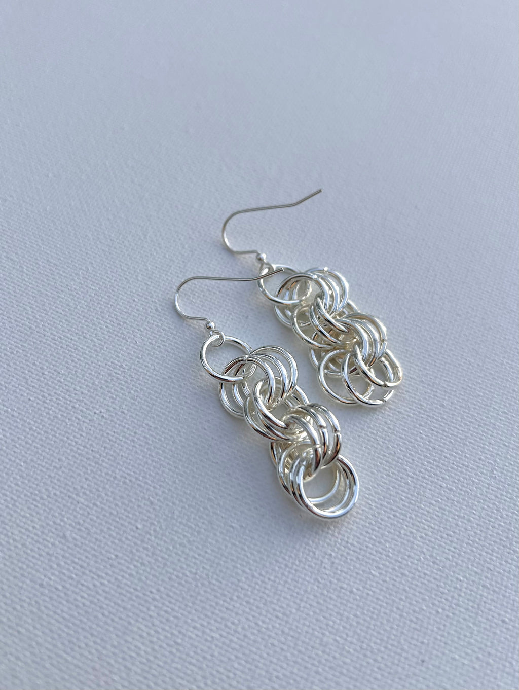 Silver Chainmail Dangle Earrings