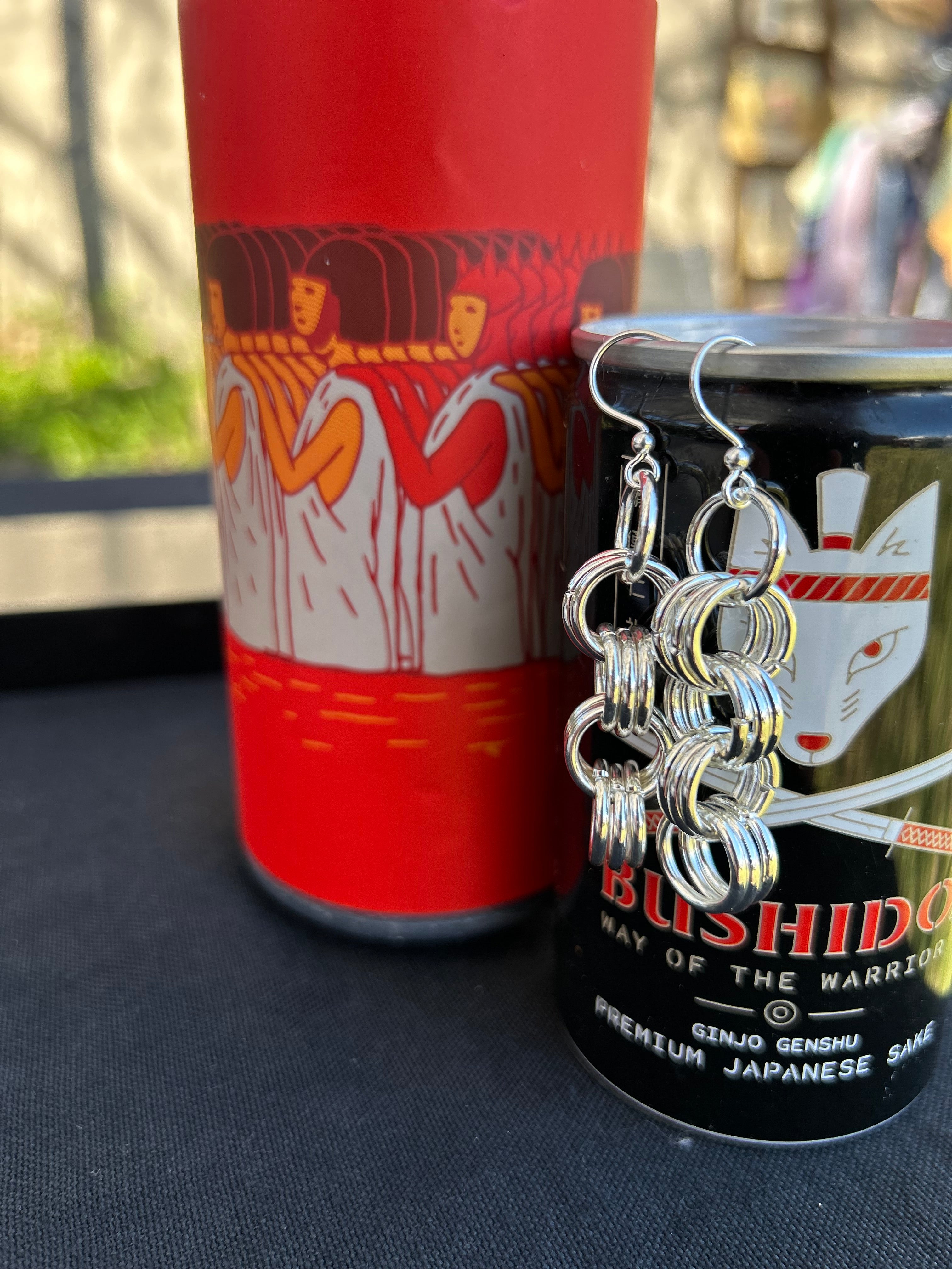 Silver Chainmail Dangle Earrings