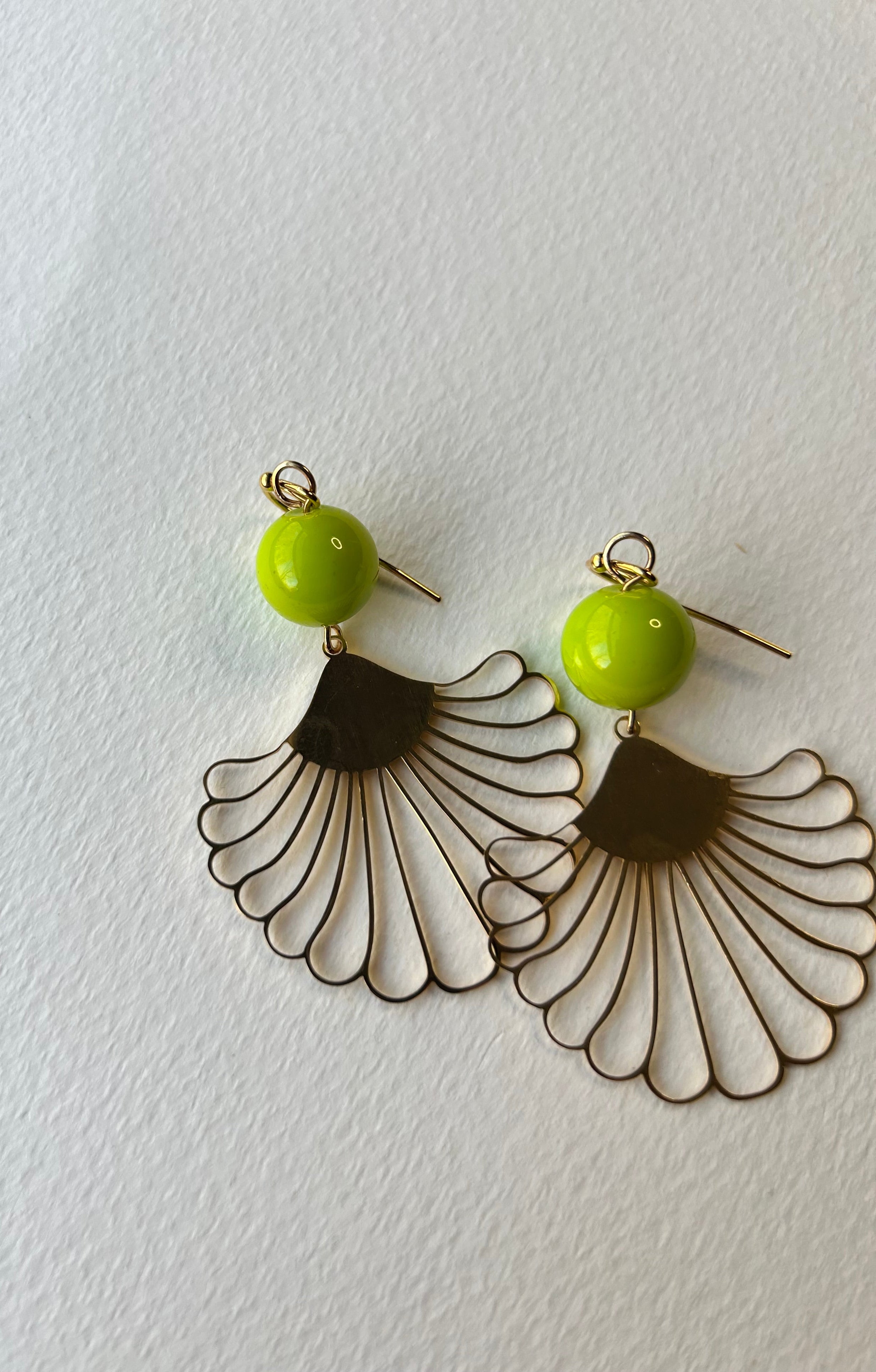 Lime Green Fan Earrings