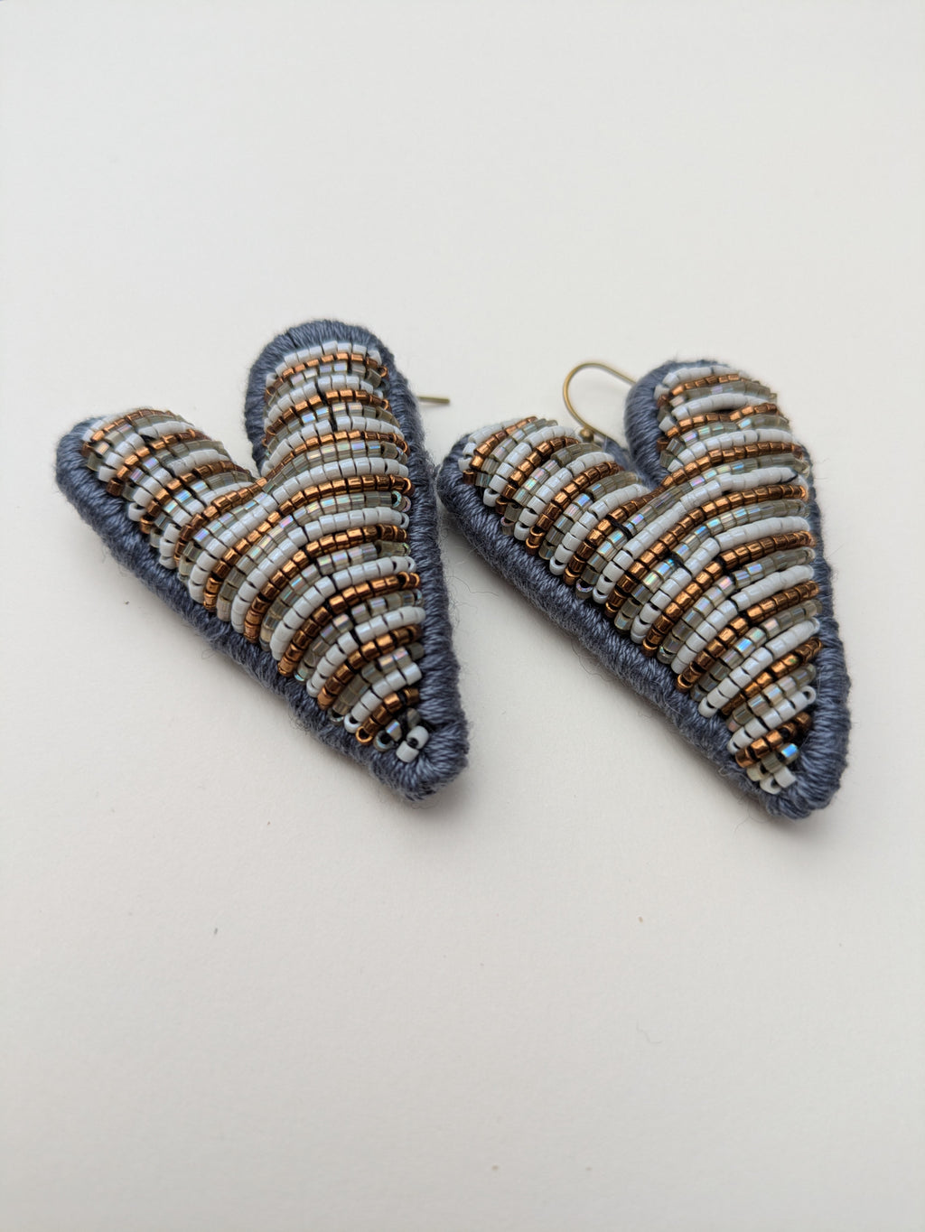 Beaded Blue Heart Earrings