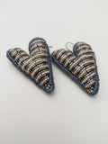Beaded Blue Heart Earrings