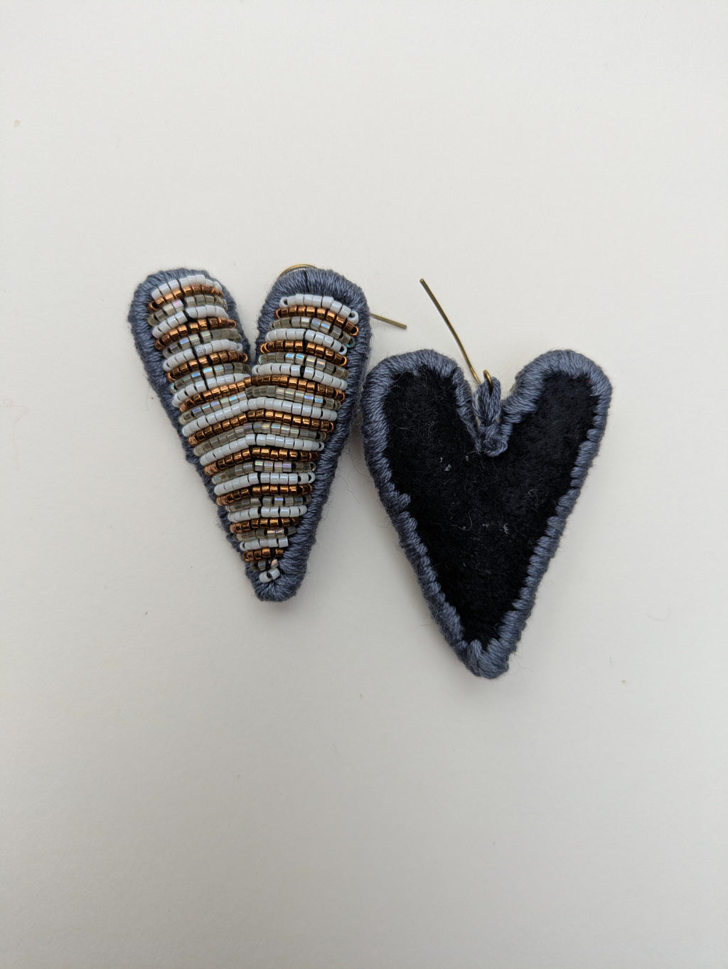 Beaded Blue Heart Earrings