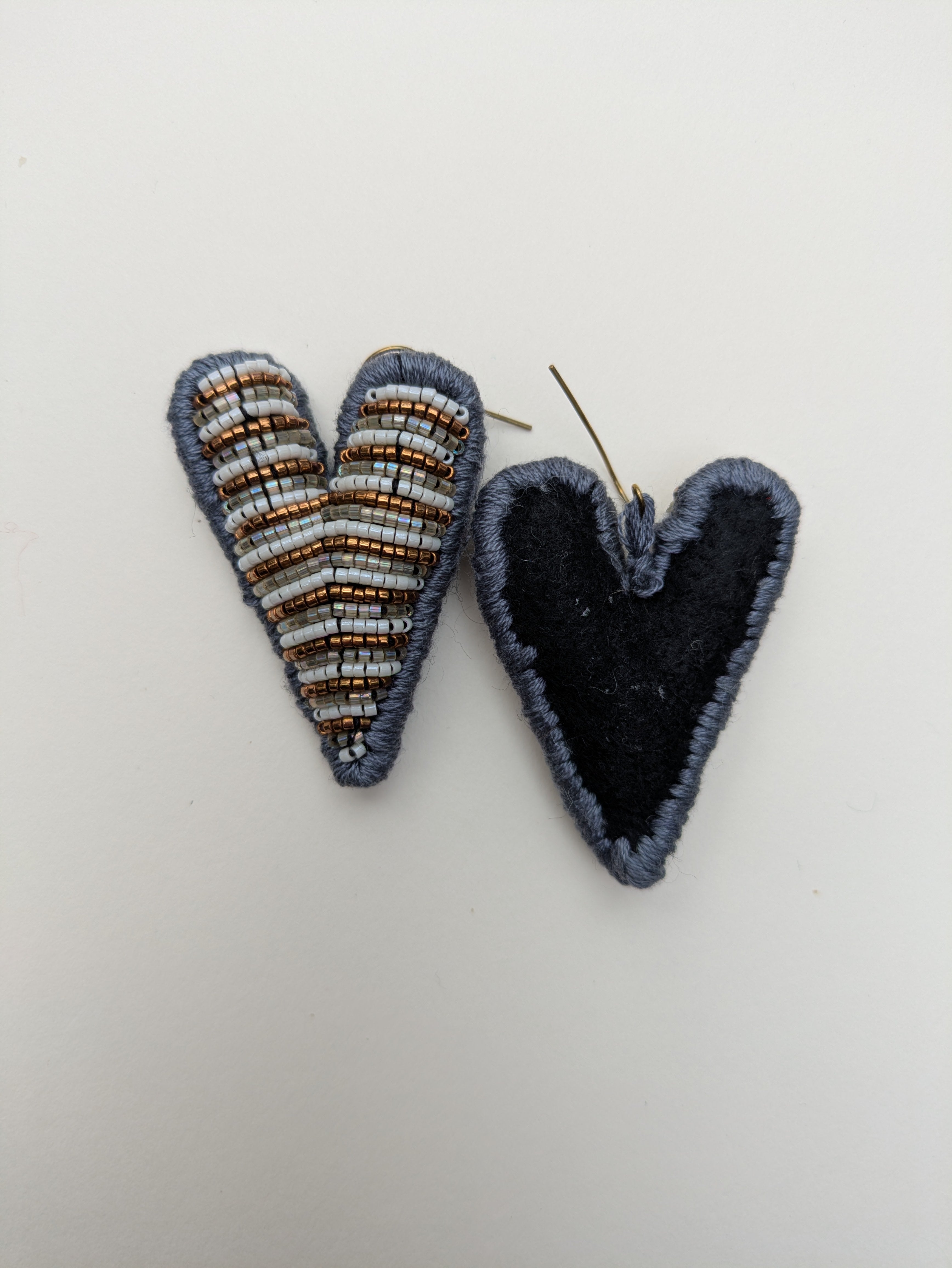 Beaded Blue Heart Earrings