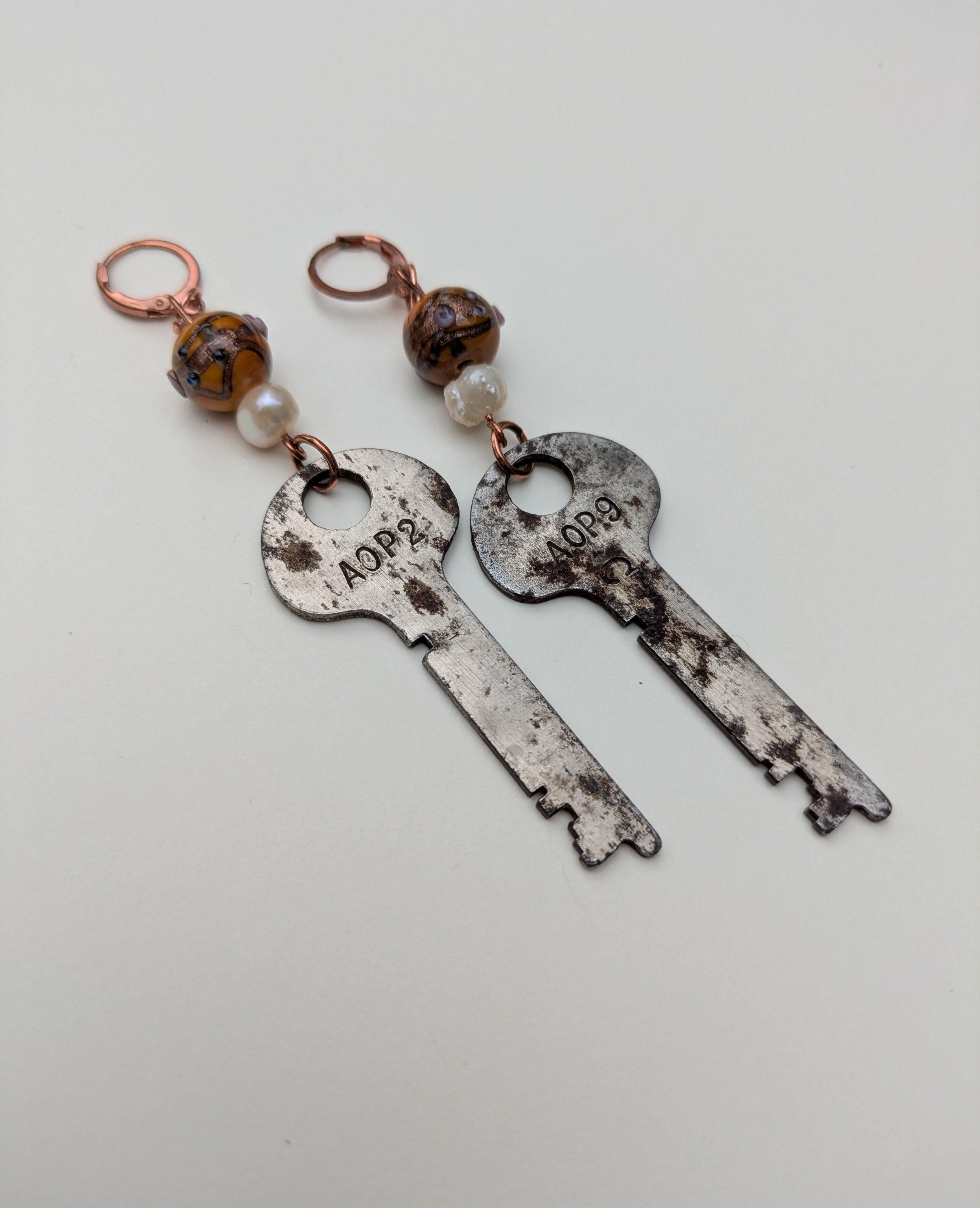 Vintage Key Earrings