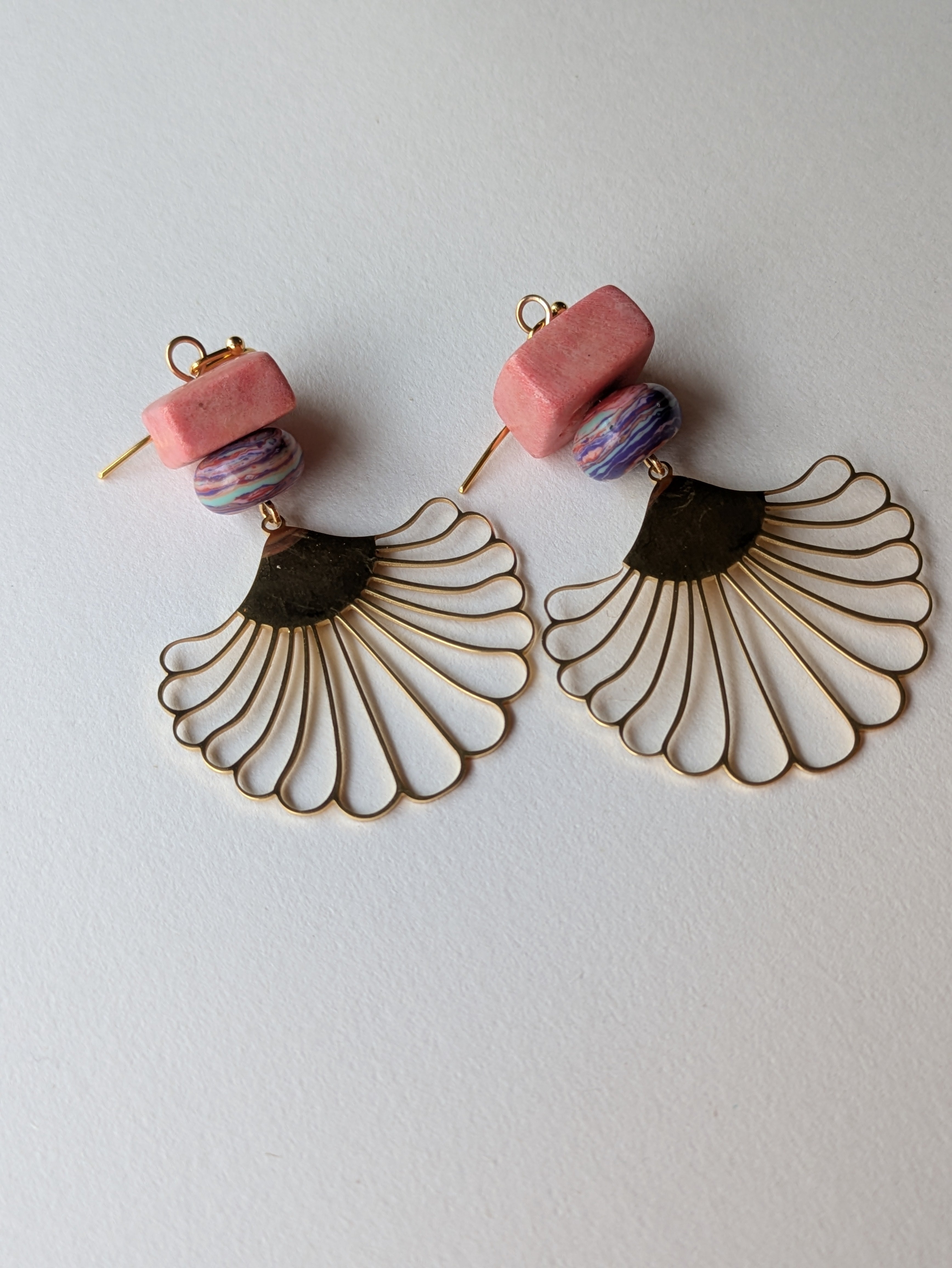 Pink Fan Earrings