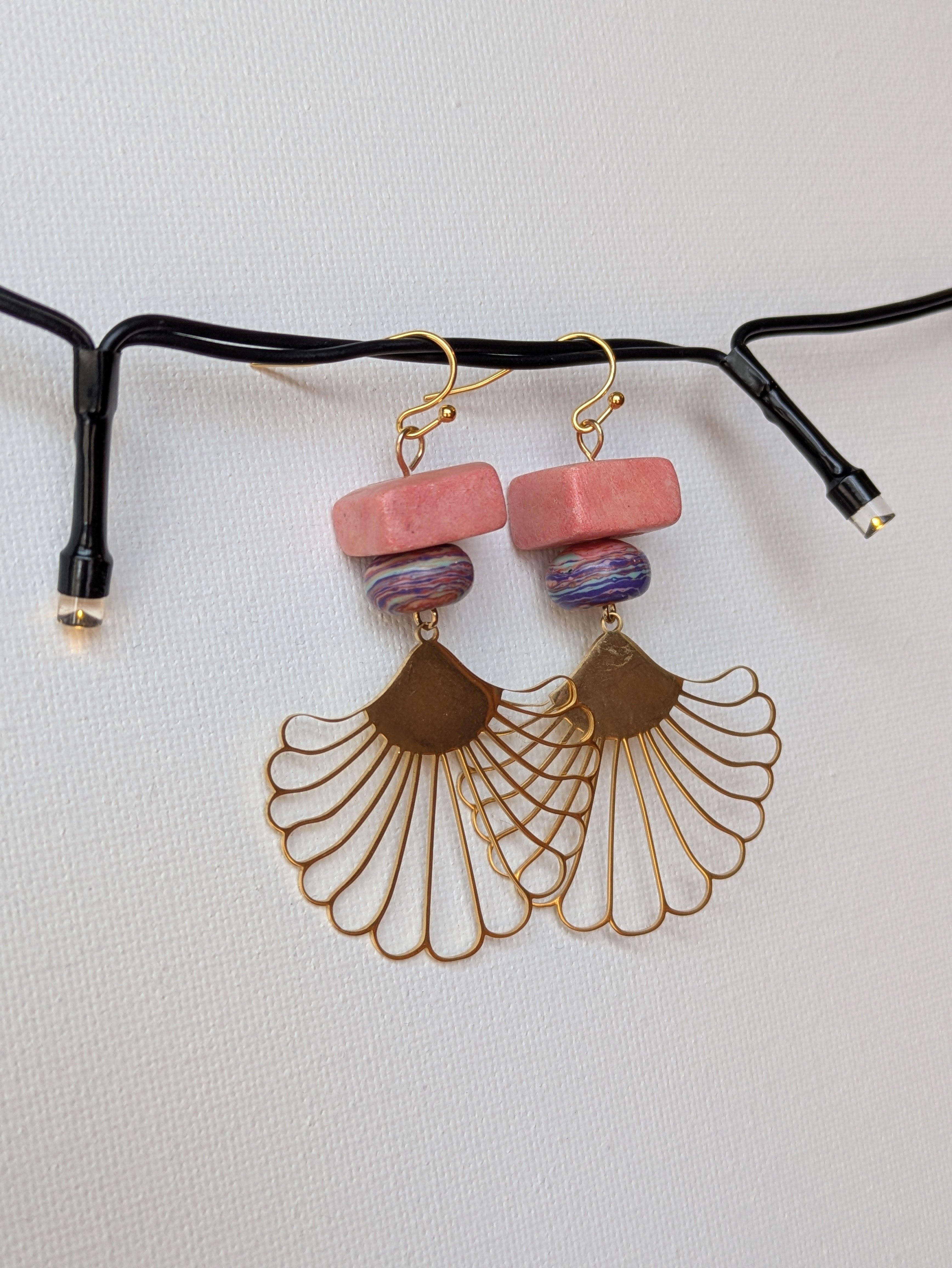 Pink Fan Earrings