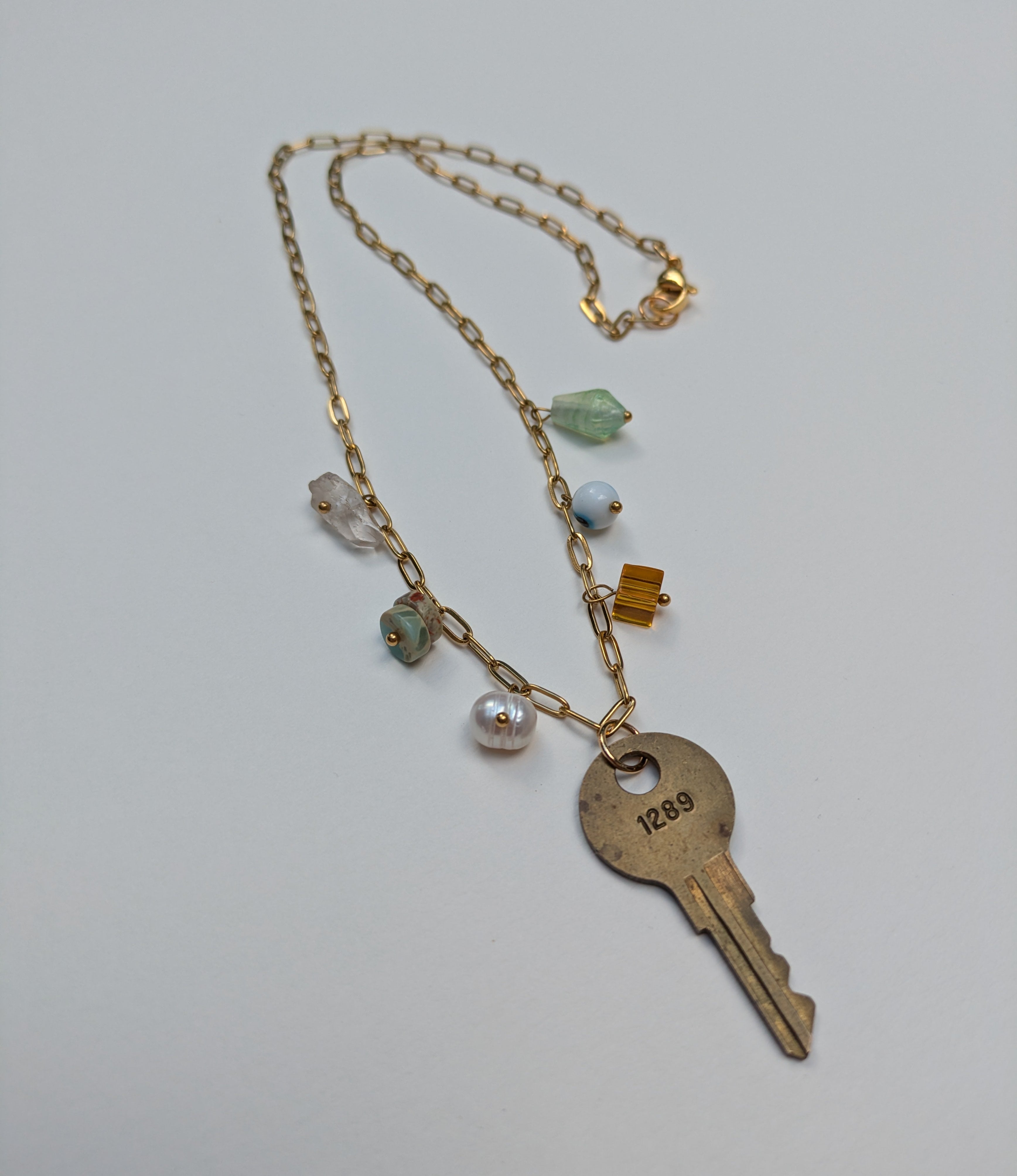 Vintage Key Paperchain Charm Necklace