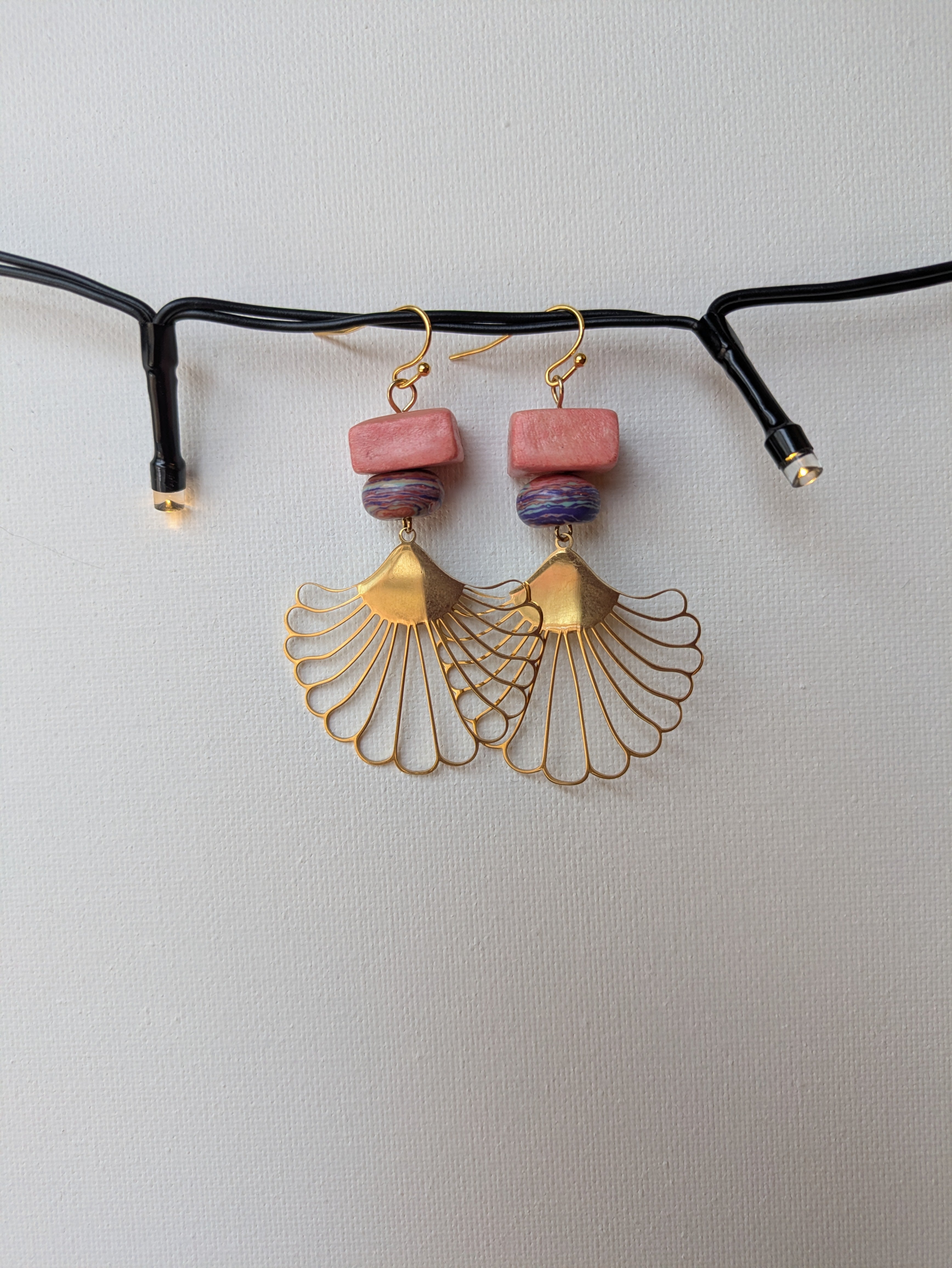 Pink Fan Earrings