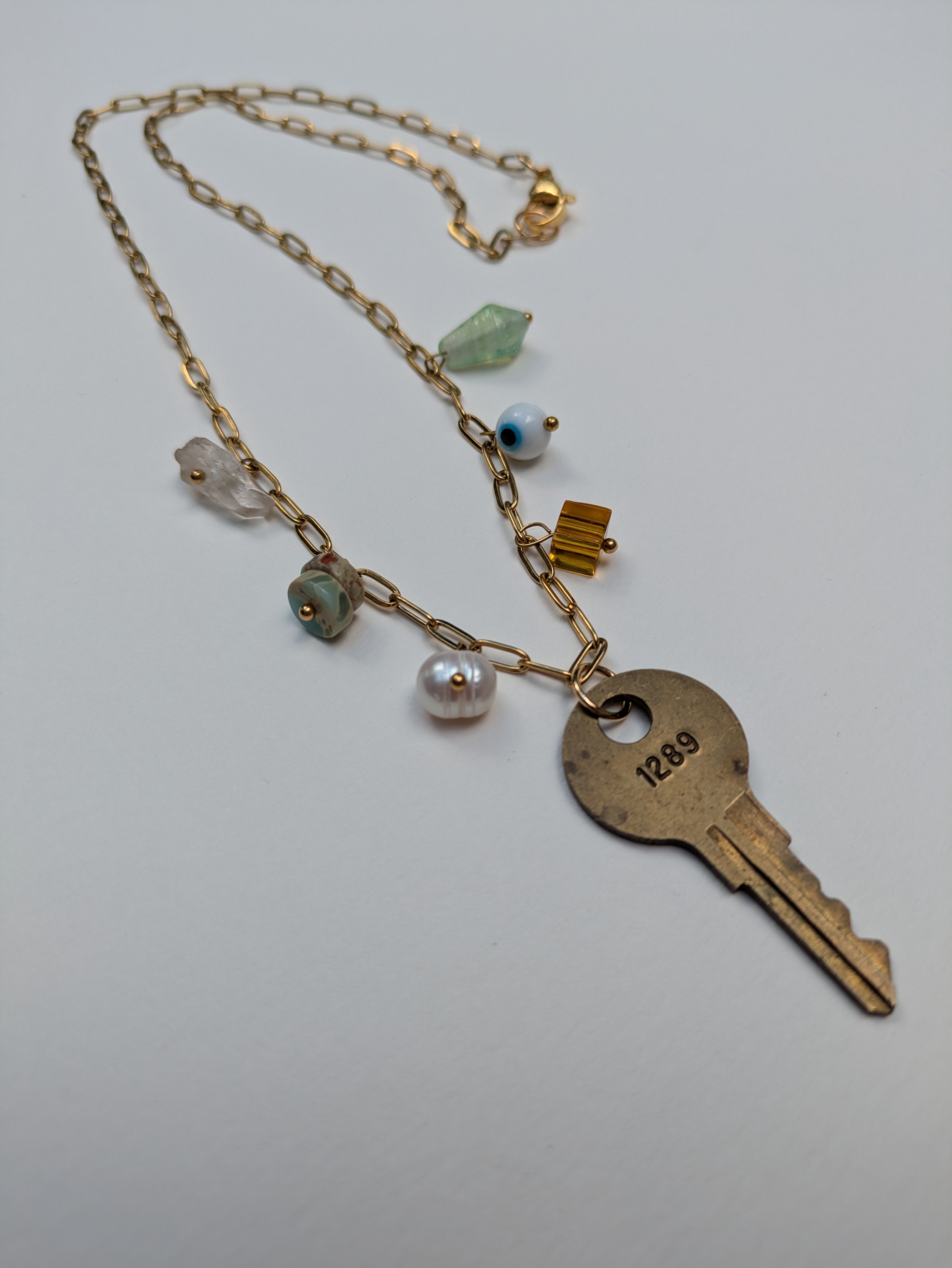 Vintage Key Paperchain Charm Necklace