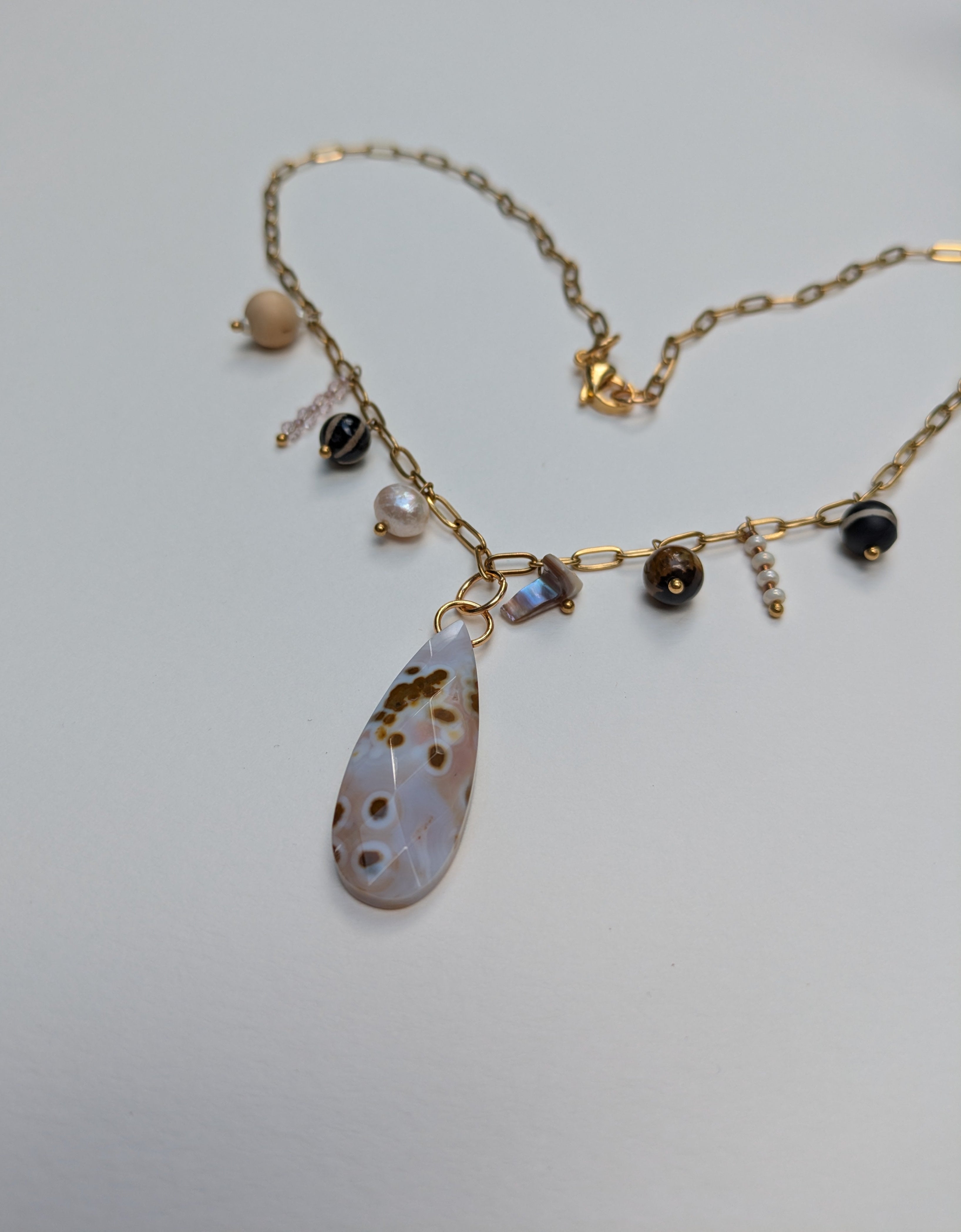 Polka Dot Paperchain Charm Necklace