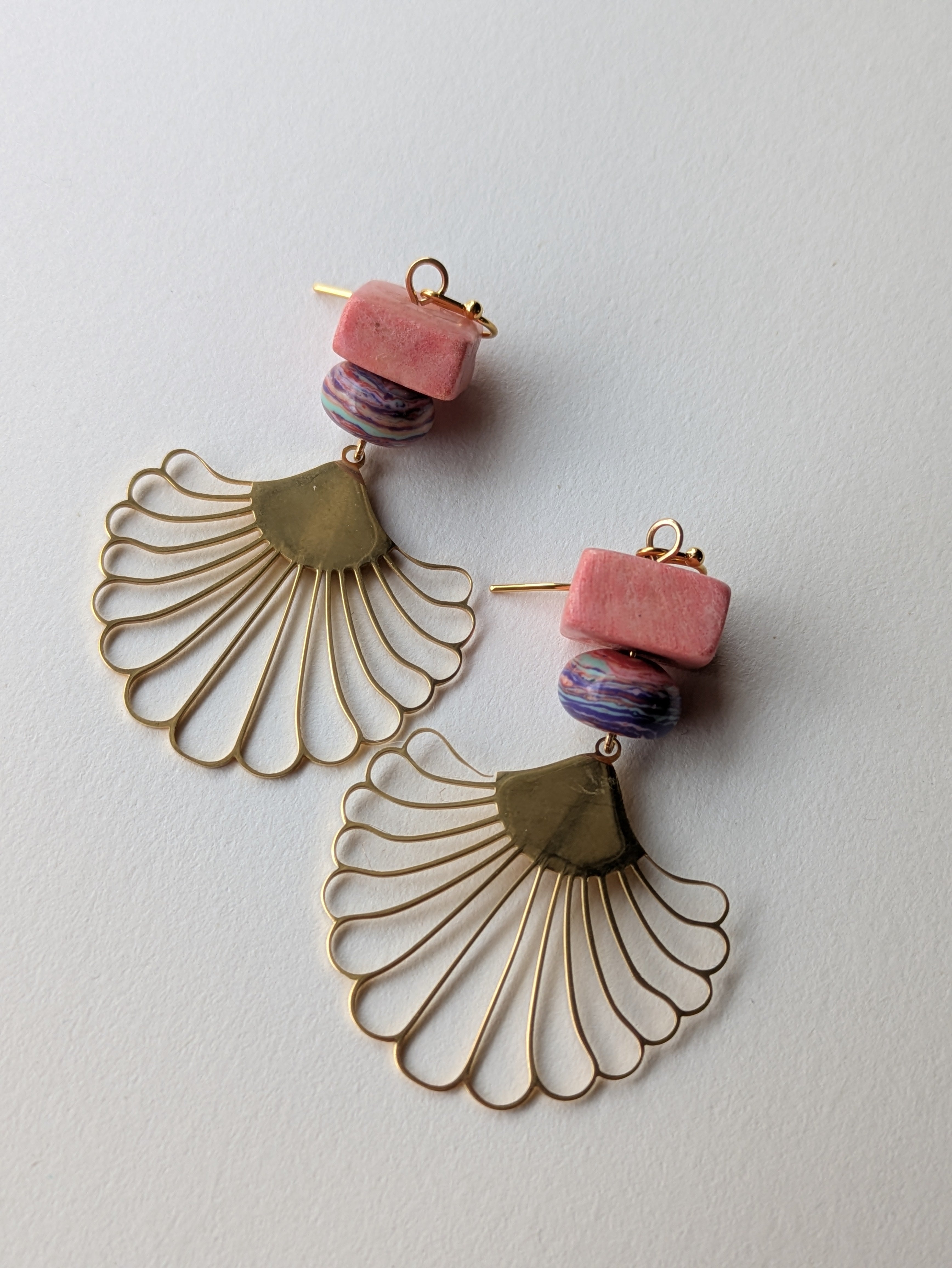 Pink Fan Earrings